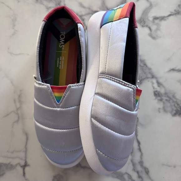 Toms Shoes - Toms Alpargata Mallow Rainbow Silver Pride Slip Ons